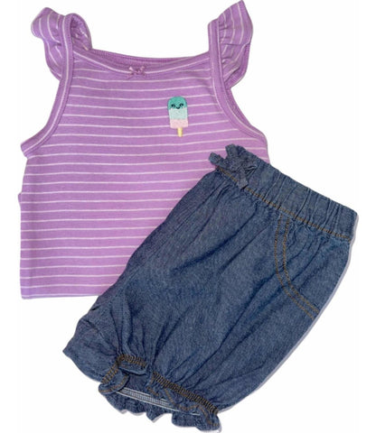 Ropa Carters. Lindo Set De 2 Piezas Bebe Niña. Body Y Short