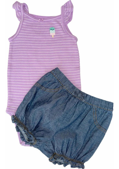 Ropa Carters. Lindo Set De 2 Piezas Bebe Niña. Body Y Short