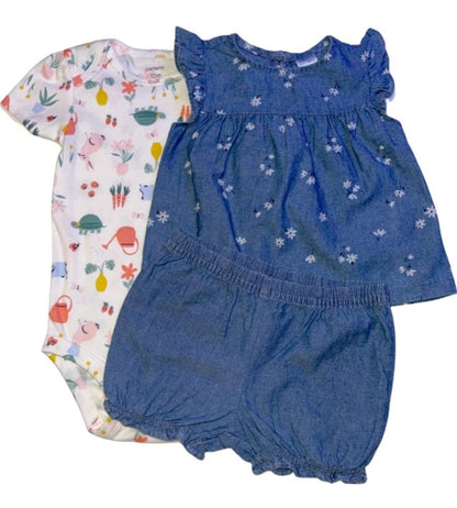 Conjunto Carters De 3 Piezas Con Short Para Niña