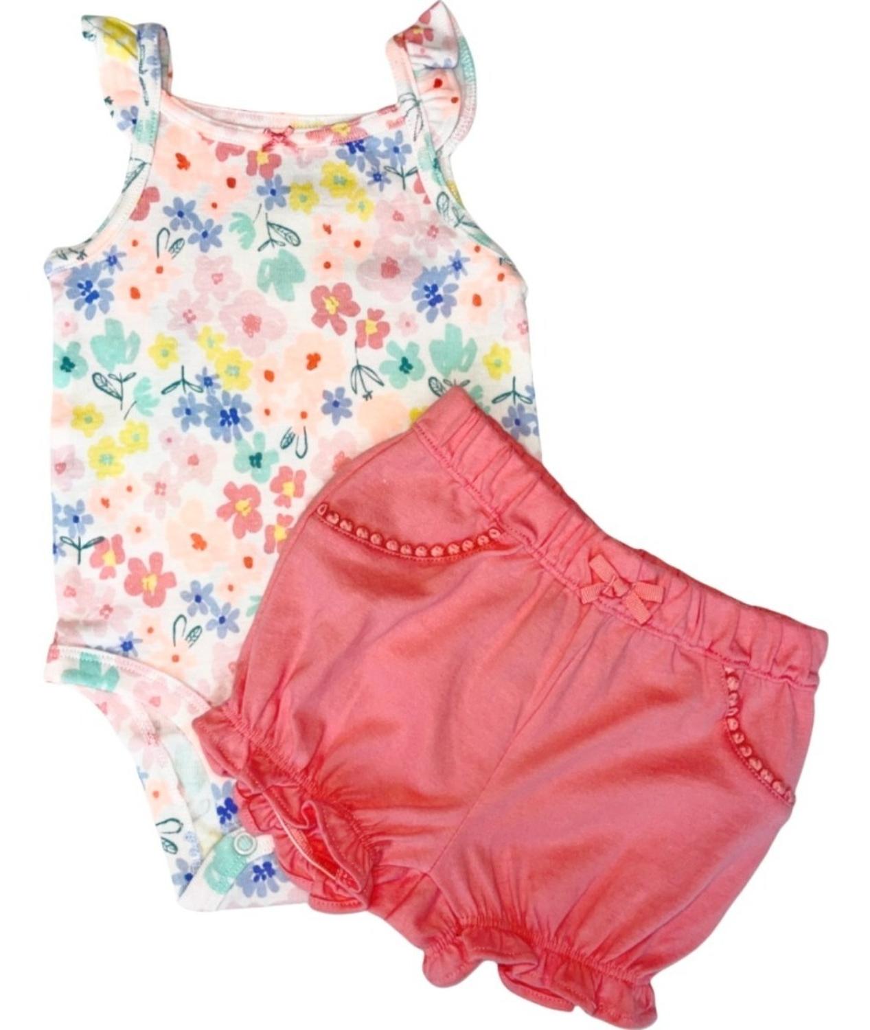 Ropa Carters. Lindo Set De 2 Piezas Bebe Niña. Body Y Short