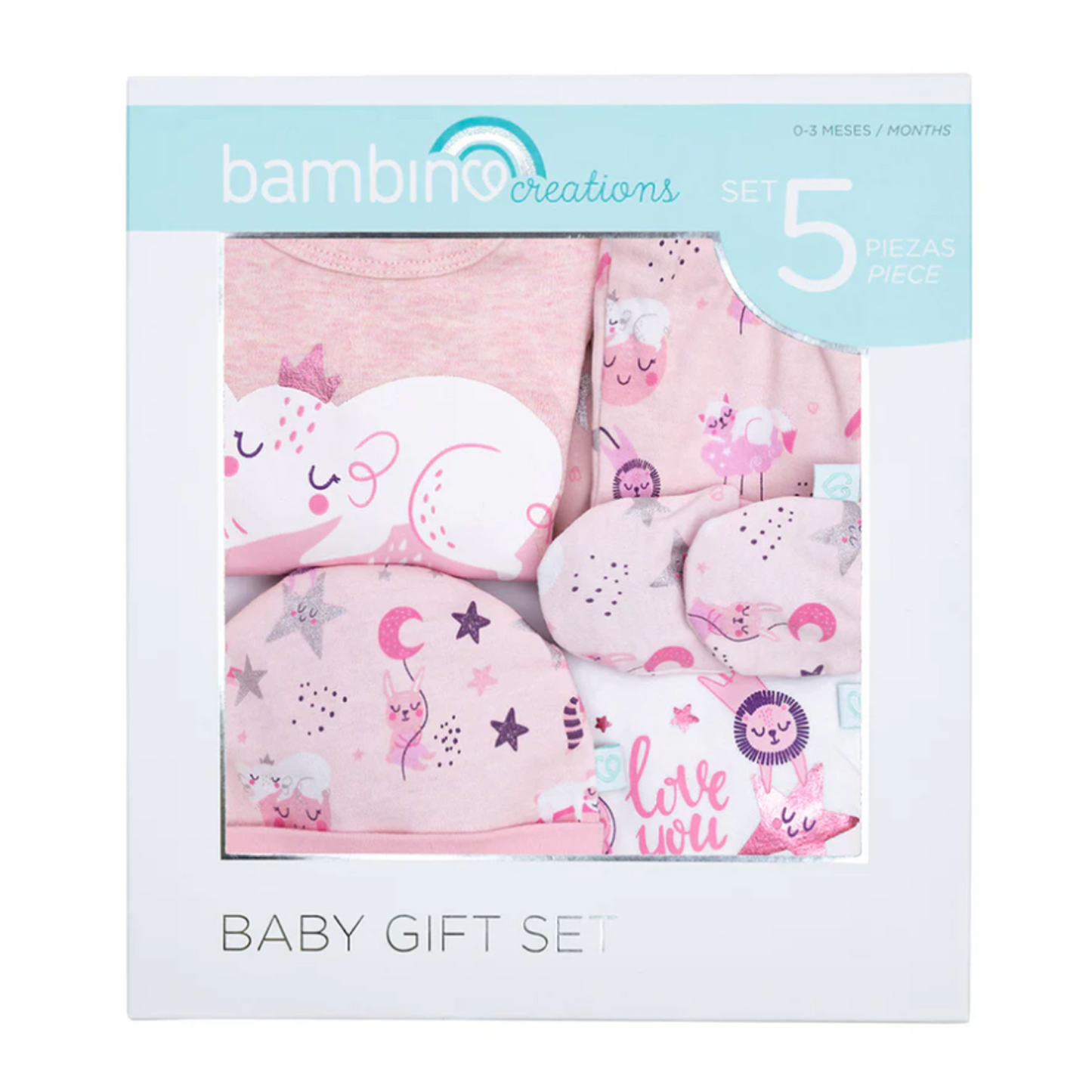 Set 5 Piezas Baby Gift Bambino Animales Rosado